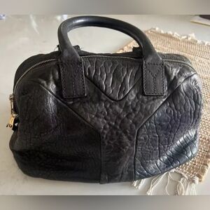 YSL EASY Y BLACK TEXTURED LEATHER SATCHEL BOSTON HANDBAG